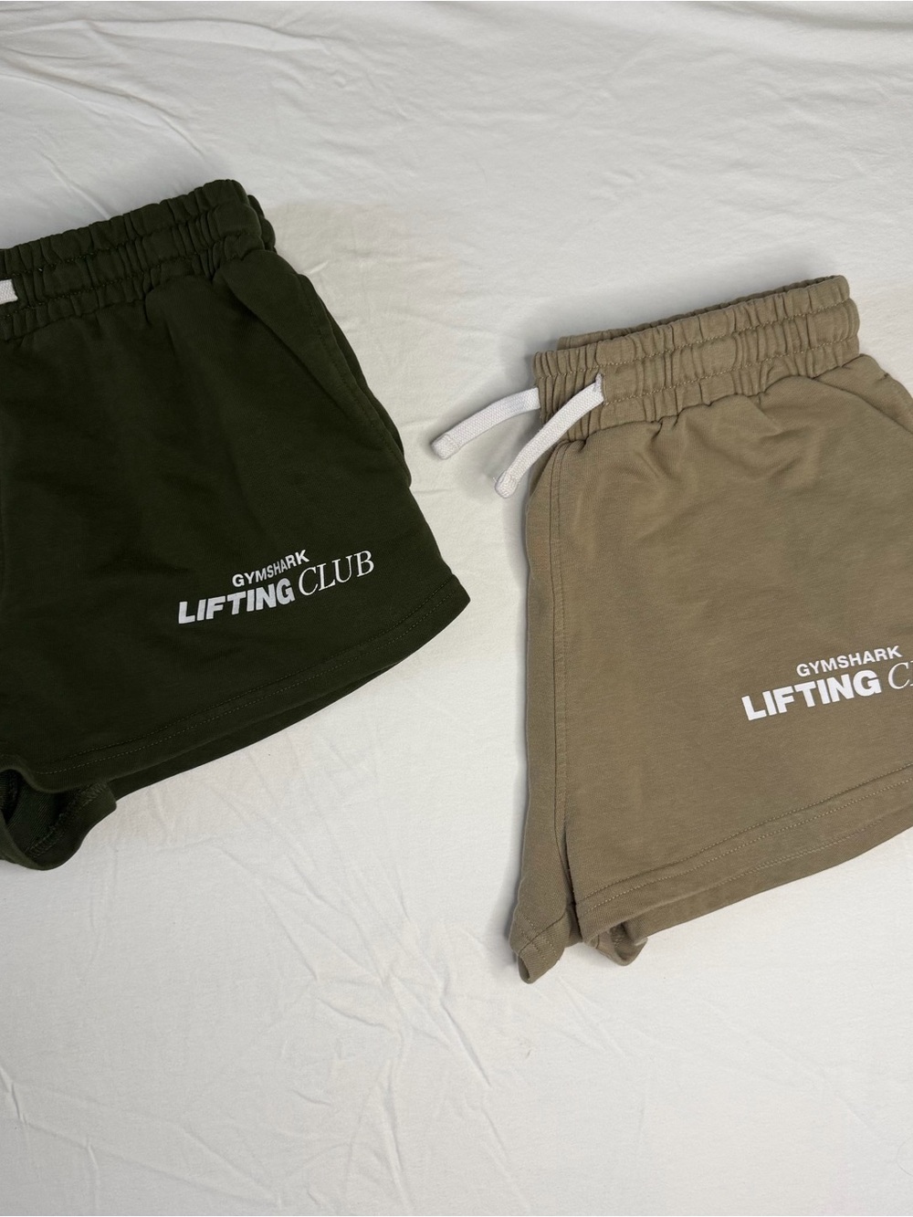 Set of 2 Gymshark Lifting Club shorts in olive green and khaki #gymshark #active